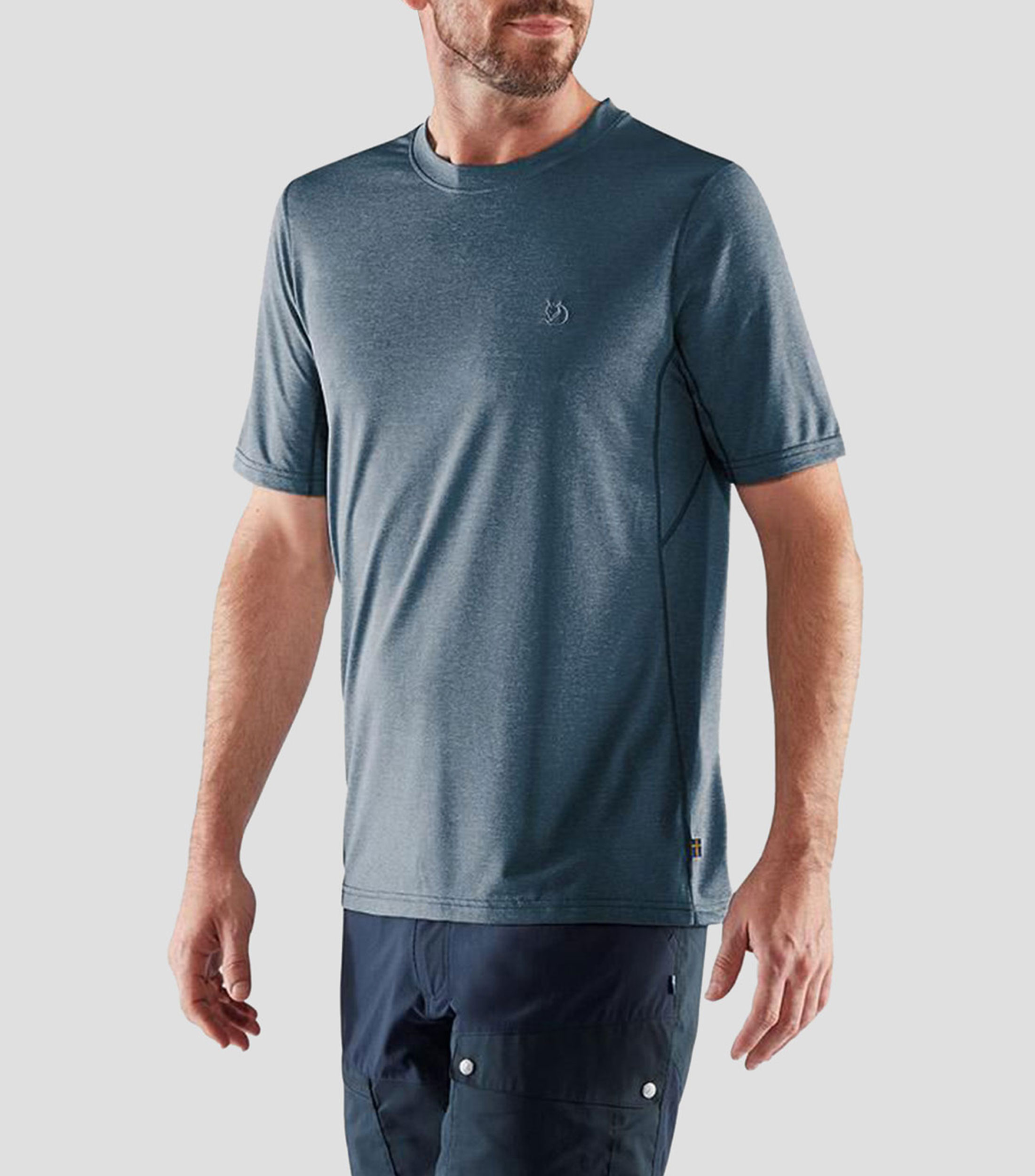Playera de cuello redondo con manga corta lisa Hombre